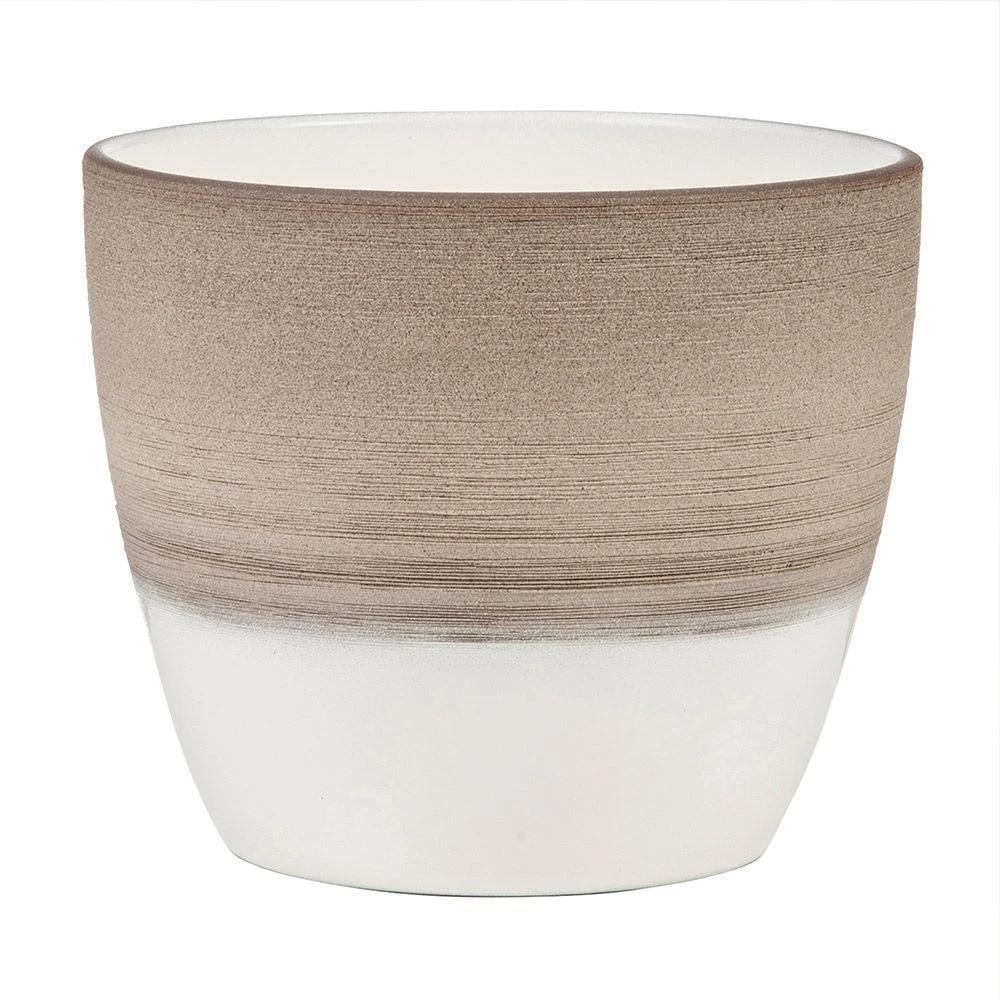 Espresso Cream Textured Indoor Pot Cover 19cm 3 Espresso Cream Textured Indoor Pot Cover 19cm