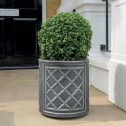 Lead Effect Round Planter - Pewter 32cm