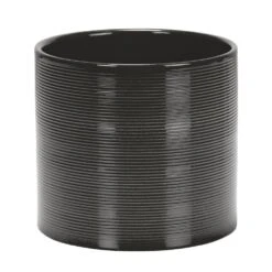 Ripple Effect Glass Grey Indoor Pot Cover 23cm -Happy Gardenly 10209479 828 Glass Grey 2