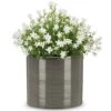 Ripple Effect Glass Grey Indoor Pot Cover 23cm -Happy Gardenly 10209479 S 103 828 14 GlassGrey with Plant 2