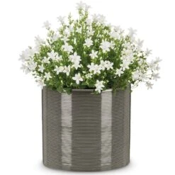 Ripple Effect Glass Grey Indoor Pot Cover 28cm