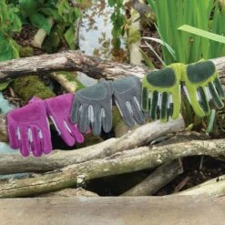 Leather Flexi Rigger Gloves - Lavender - Small -Happy Gardenly 10251536 00005694 flexi rigger all glove on wood Hi 2