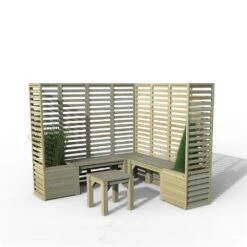 Forest Direct - Forest Modular Corner Bench And Trellis Garden Seating Set - Garden Furniture -Happy Gardenly 1028860420 20MODSEAT3 2