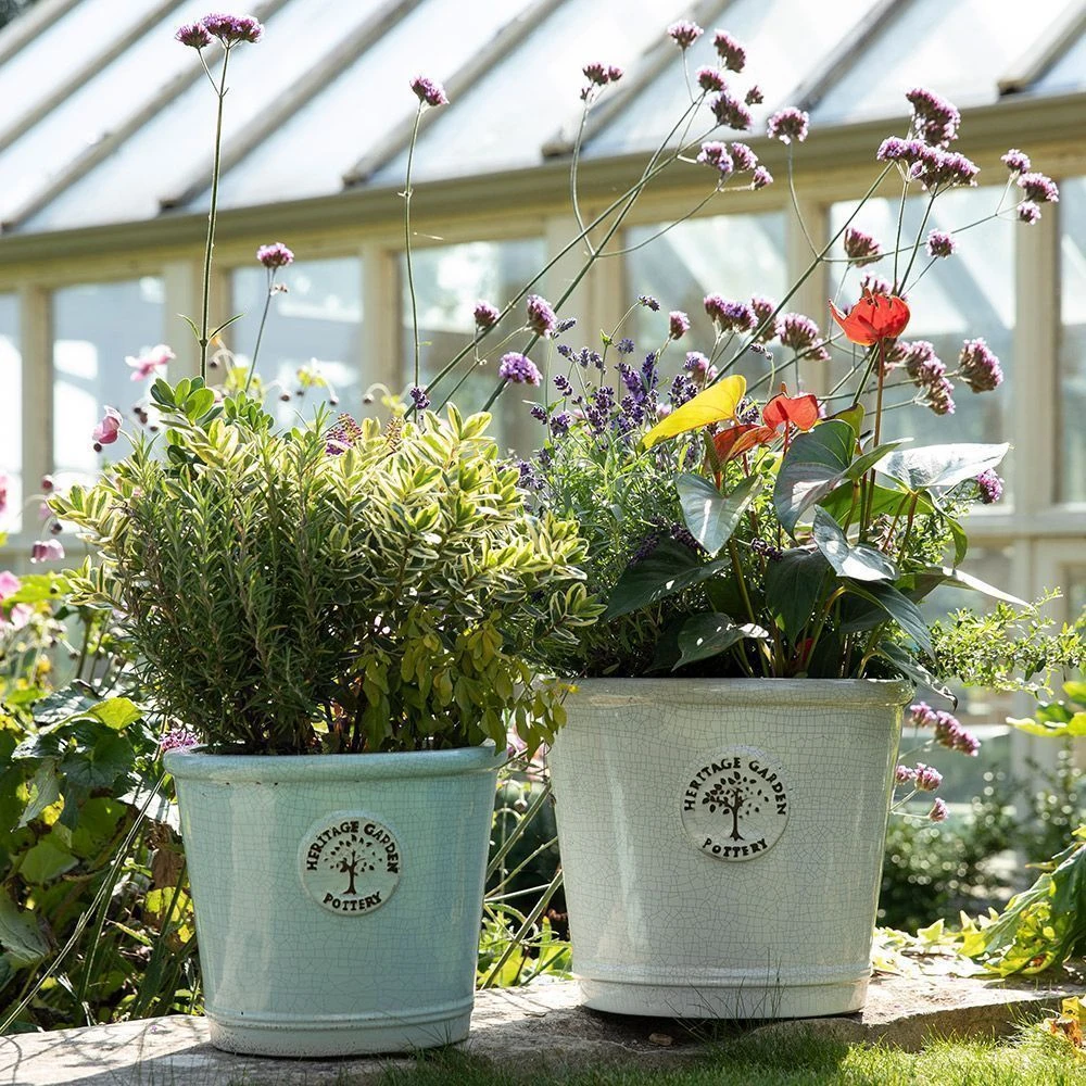 Heritage Crackle Glazed Conical Pot - White 32cm 3 Heritage Crackle Glazed Conical Pot - White 32cm