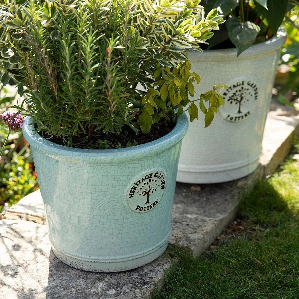 Heritage Crackle Glazed Conical Pot - Green 32cm 3 Heritage Crackle Glazed Conical Pot - Green 32cm